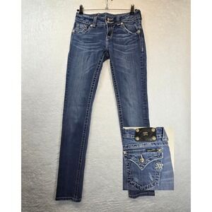 Miss‎ Me Jeans Womens Size 26 Skinny Embellished Pockets Low Rise Dark JS4009515